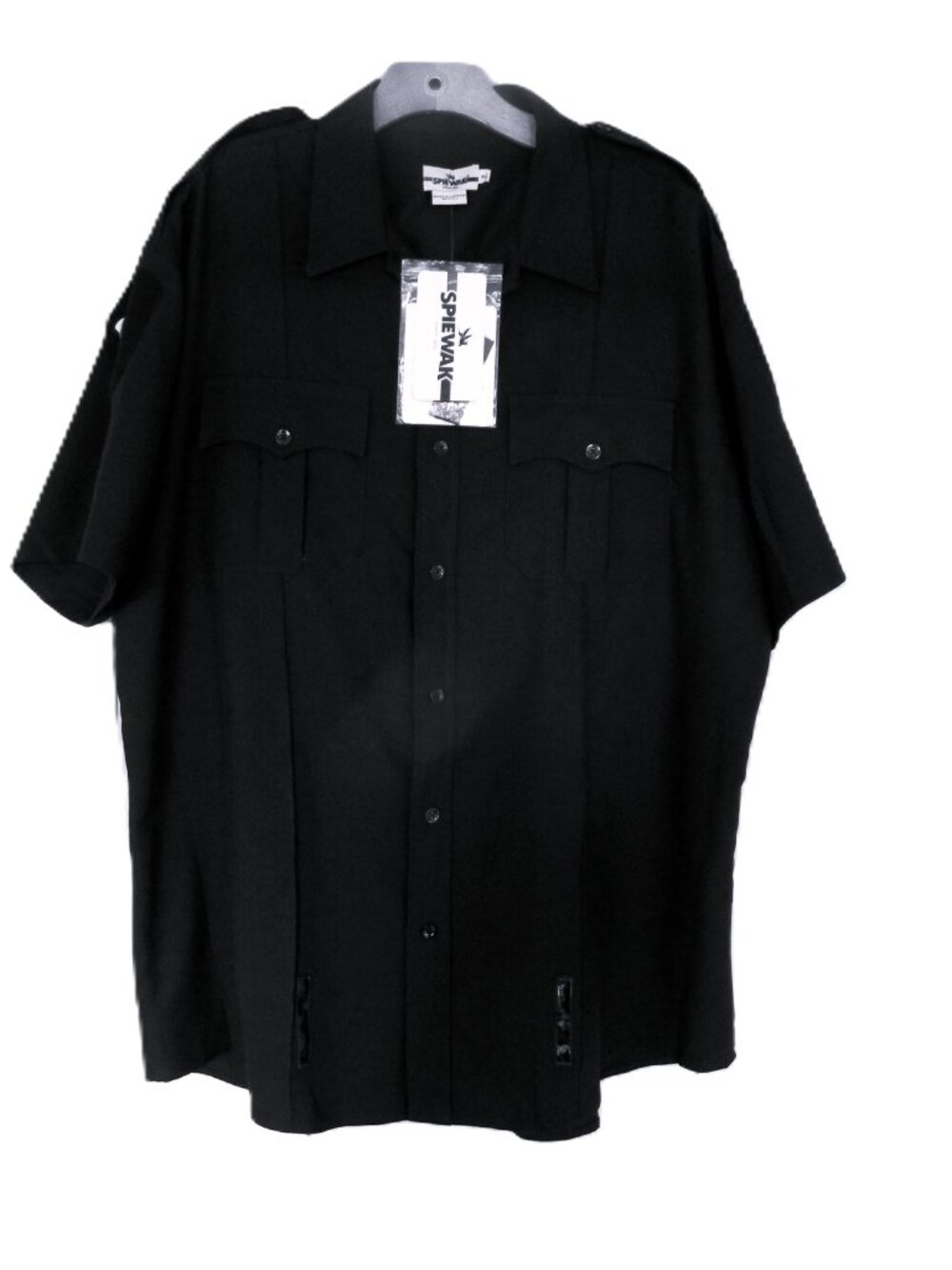 NWT Spiewak Black Sorbtek Short Sleeve Duty Tactical Shirt w/ arm patches 18.5